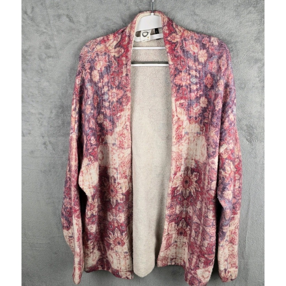 Anthropologie Akemi + Kin Pink Floral Tapestry Wool Alpaca Cardigan Sweater M